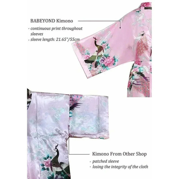 BABEYOND Long Sleeve Kimono Robe Peacock Print - Picture 6 of 8